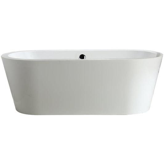 Vinnova Melania 68" x 32" White Rectangular Freestanding Soaking Acrylic Bathtub