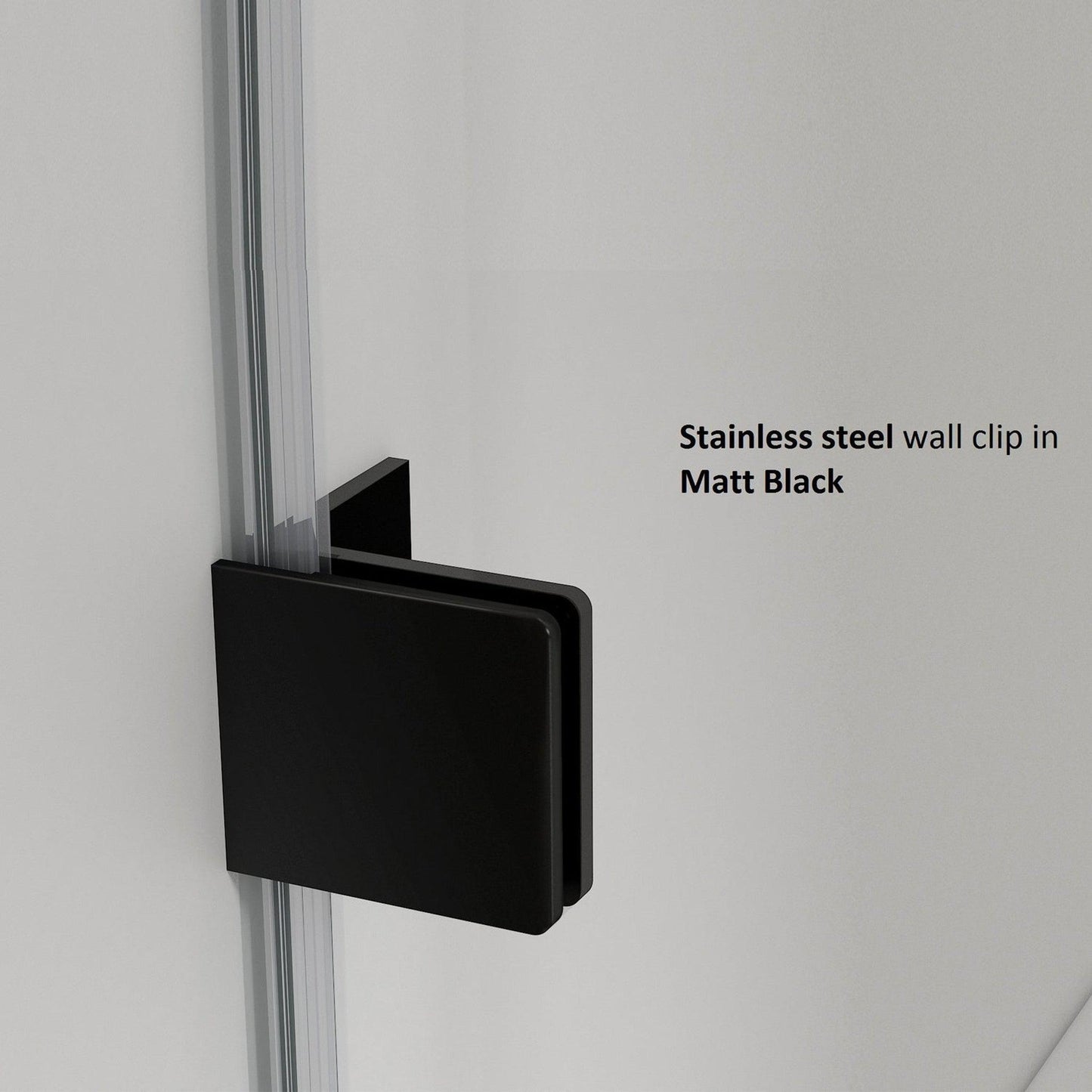 Vinnova Milano 36" x 72" Matte Black In-line Hinged Frameless Shower Door With Fixed Glass on One Side