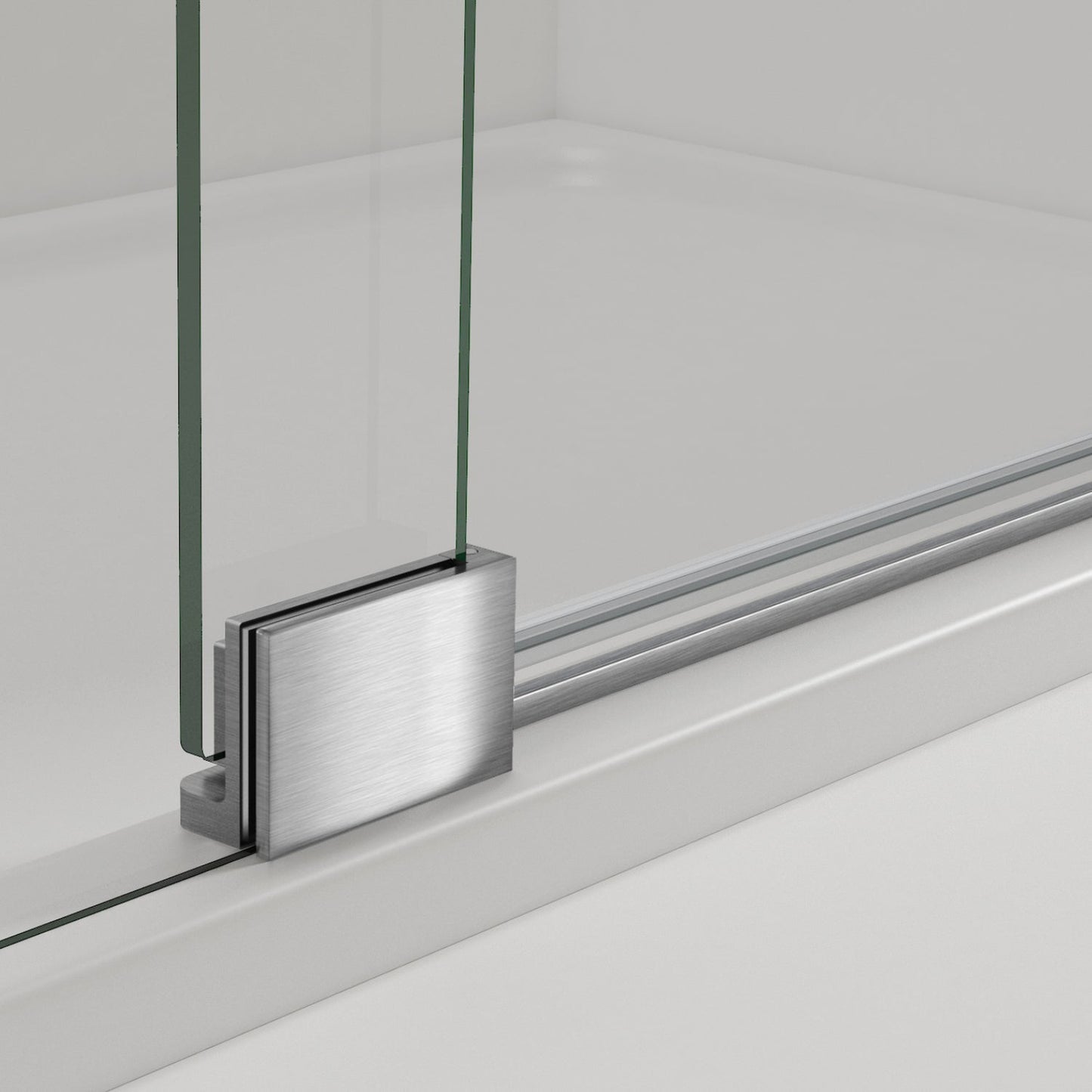 Vinnova Milano 48" x 72" Brushed Nickel In-line Hinged Frameless Shower Door With Fixed Glass on Both Sides