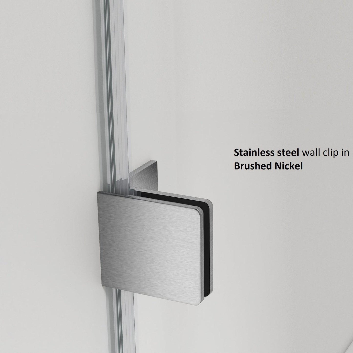 Vinnova Milano 48" x 72" Brushed Nickel In-line Hinged Frameless Shower Door With Fixed Glass on Both Sides