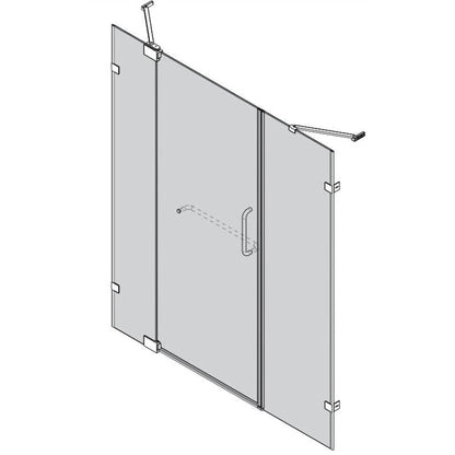 Vinnova Milano 60" x 72" Brushed Nickel In-line Hinged Frameless Shower Door With Fixed Glass on Both Sides