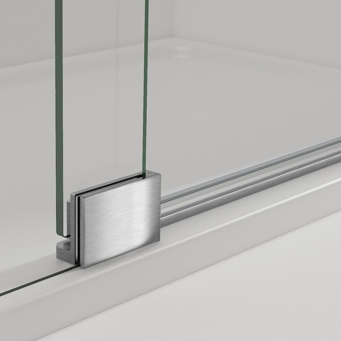 Vinnova Milano 60" x 72" Brushed Nickel In-line Hinged Frameless Shower Door With Fixed Glass on Both Sides