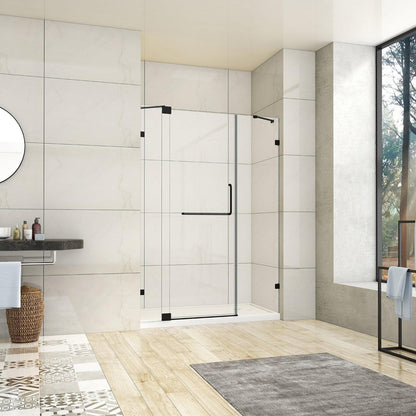 Vinnova Milano 60" x 72" Matte Black In-line Hinged Frameless Shower Door With Fixed Glass on Both Sides