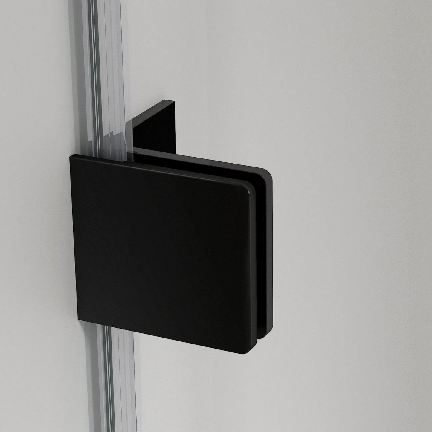 Vinnova Milano 60" x 72" Matte Black In-line Hinged Frameless Shower Door With Fixed Glass on Both Sides