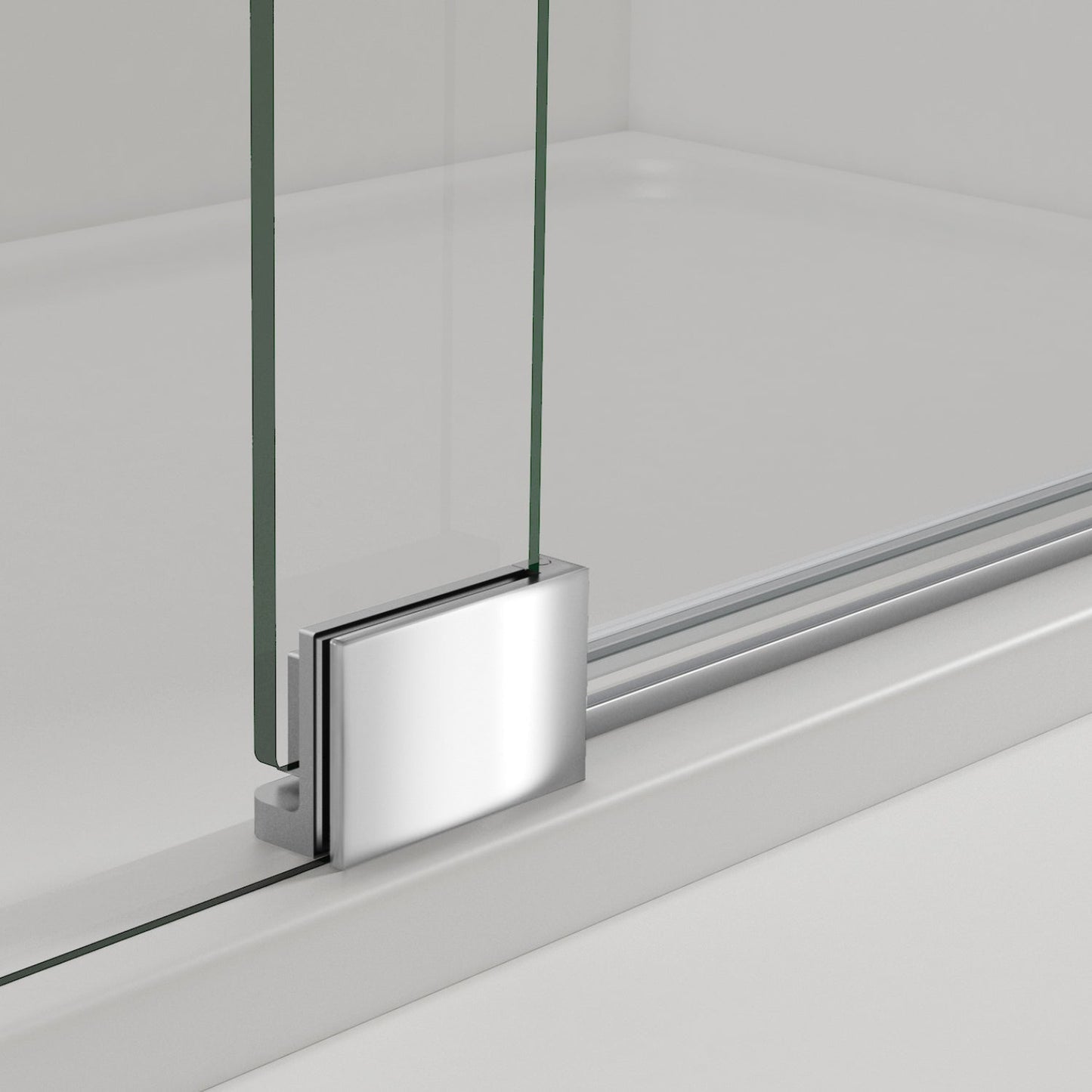 Vinnova Milano 60" x 72" Polished Chrome In-line Hinged Frameless Shower Door With Fixed Glass on Both Sides