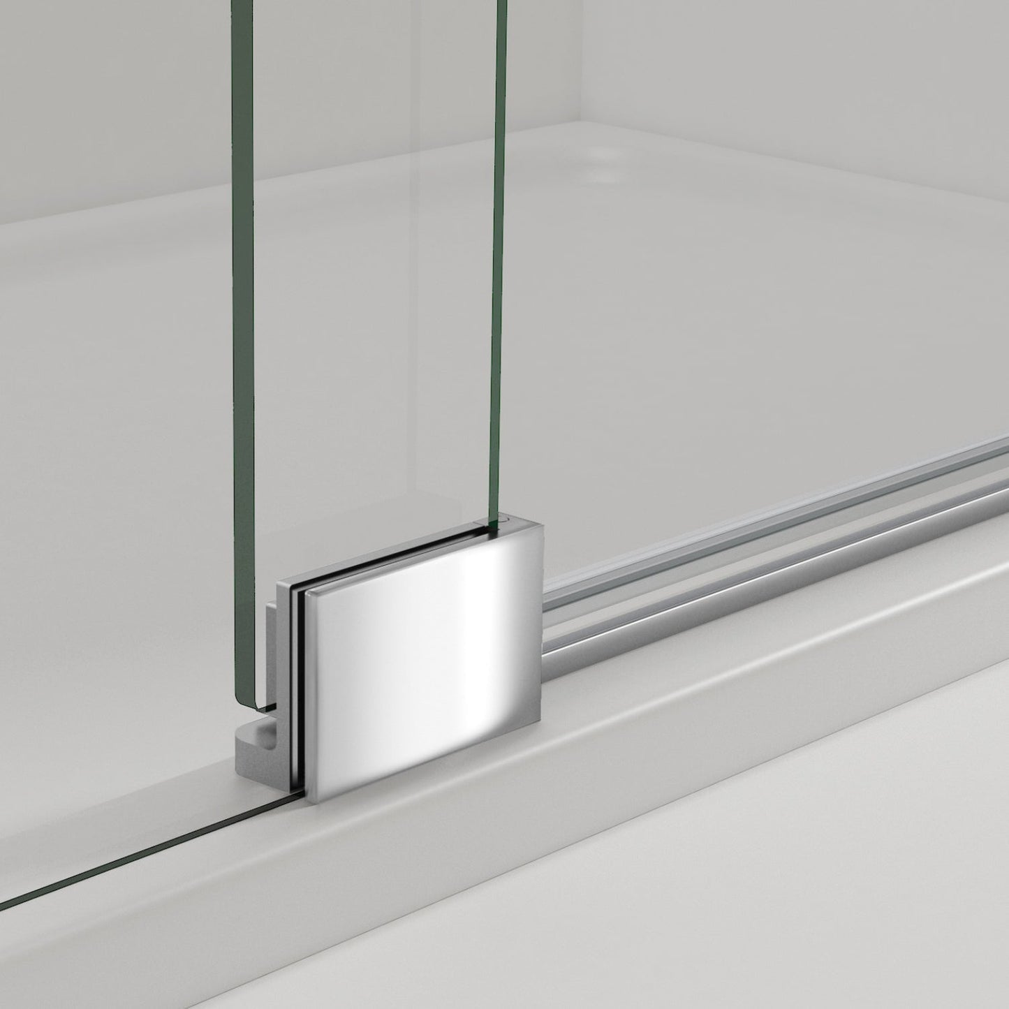 Vinnova Milano 66" x 72" Polished Chrome In-line Hinged Frameless Shower Door With Fixed Glass on Both Sides
