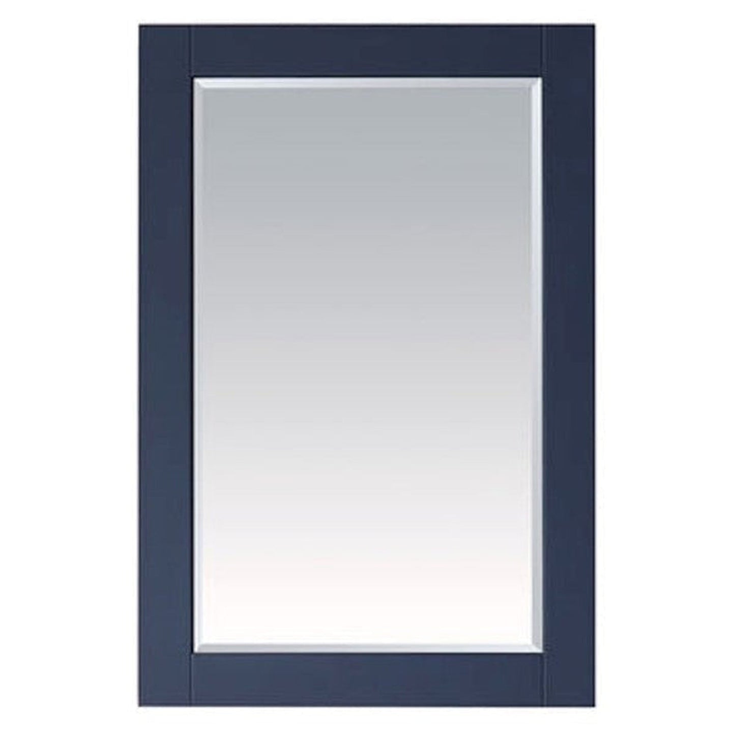 Vinnova Modena 28" Royal Blue Freestanding Single Vanity Set In Dark Black Glass Top With Vessel Ceramic Sink and Mirror