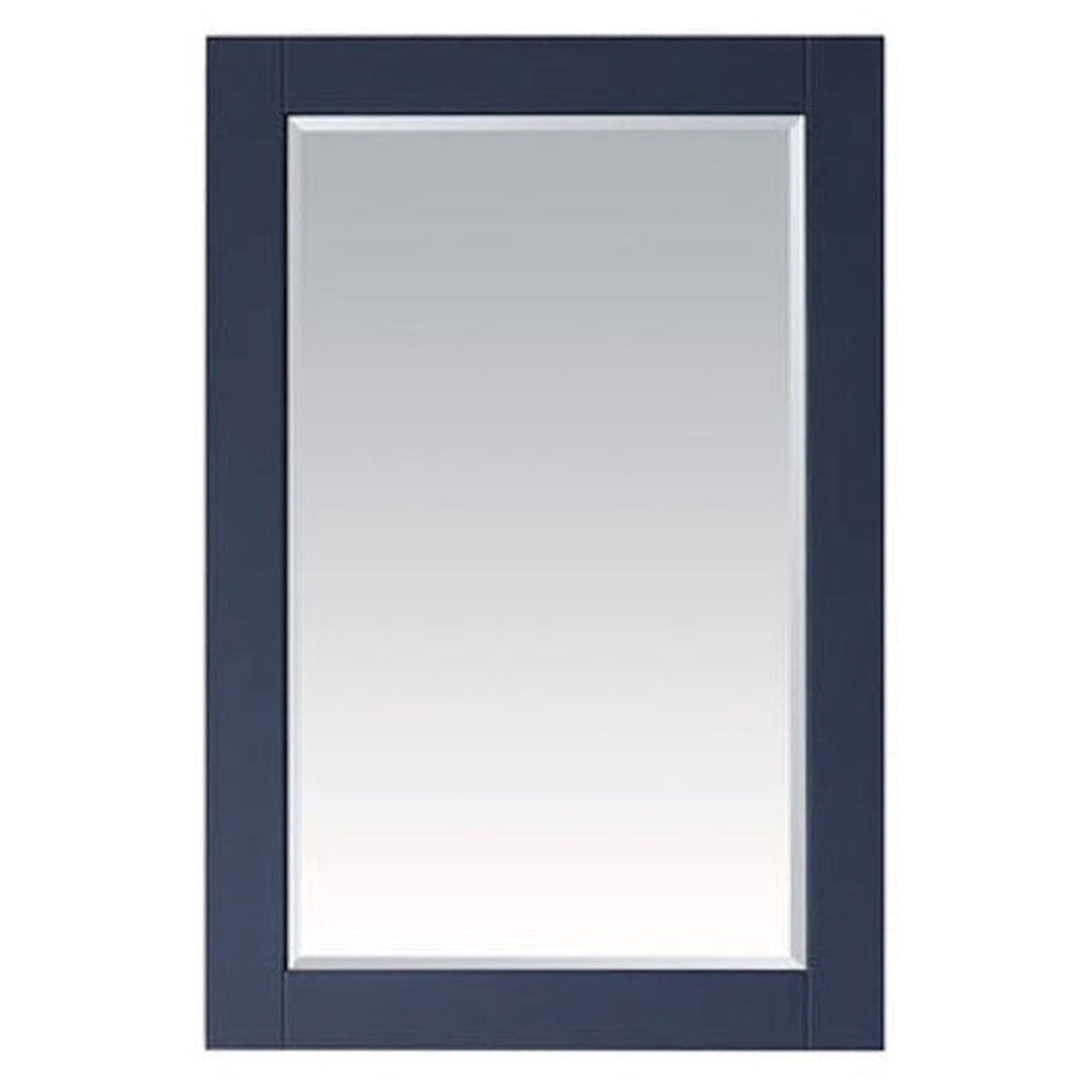 Vinnova Modena 28" Royal Blue Freestanding Single Vanity Set In Dark Black Glass Top With Vessel Ceramic Sink and Mirror