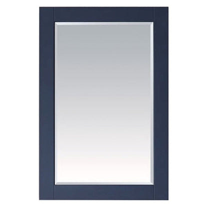 Vinnova Modena 28" Royal Blue Freestanding Single Vanity Set In Dark Black Glass Top With Vessel Ceramic Sink and Mirror