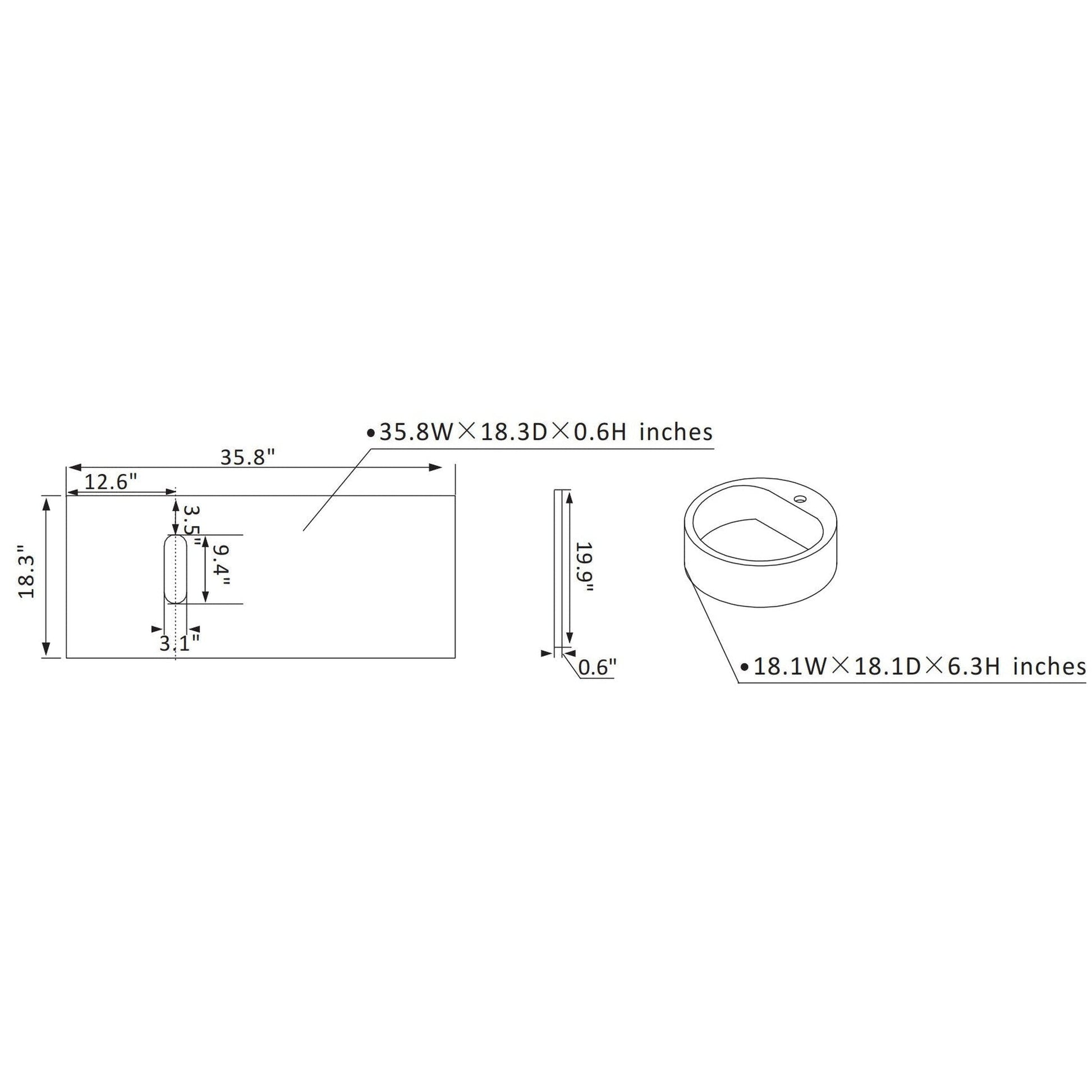 Vinnova Modena 36" Gray Freestanding Single Vanity Set In Dark Black Glass Top With Vessel Ceramic Sink and Mirror