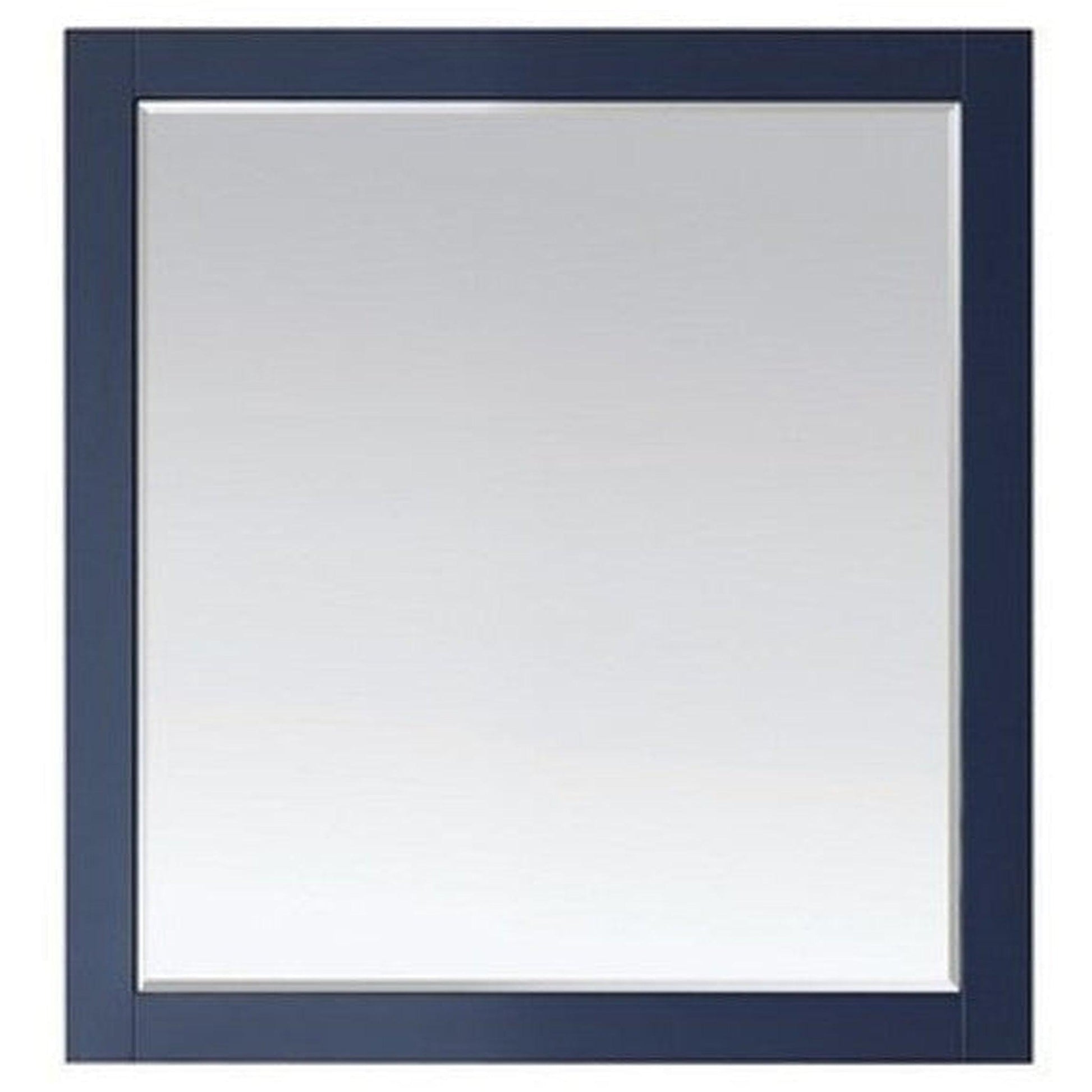 Vinnova Modena 48" Royal Blue Freestanding Single Vanity Set In Dark Black Glass Top With Vessel Ceramic Sink and Mirror