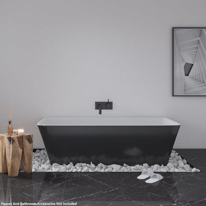 Vinnova Motril 67" x 29" Black Rectangular Freestanding Soaking Acrylic Bathtub