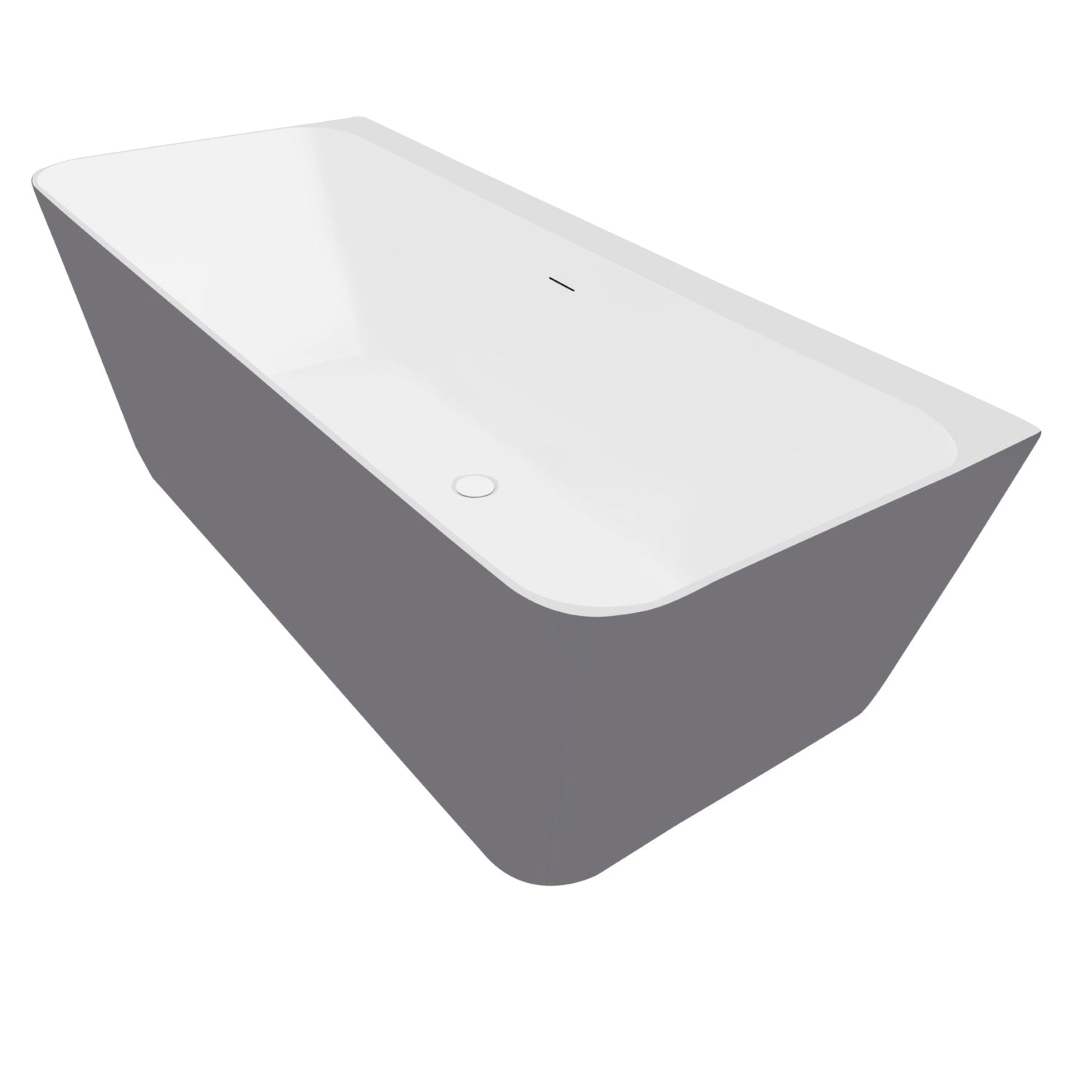 Vinnova Motril 67" x 29" Gray Rectangular Freestanding Soaking Acrylic Bathtub