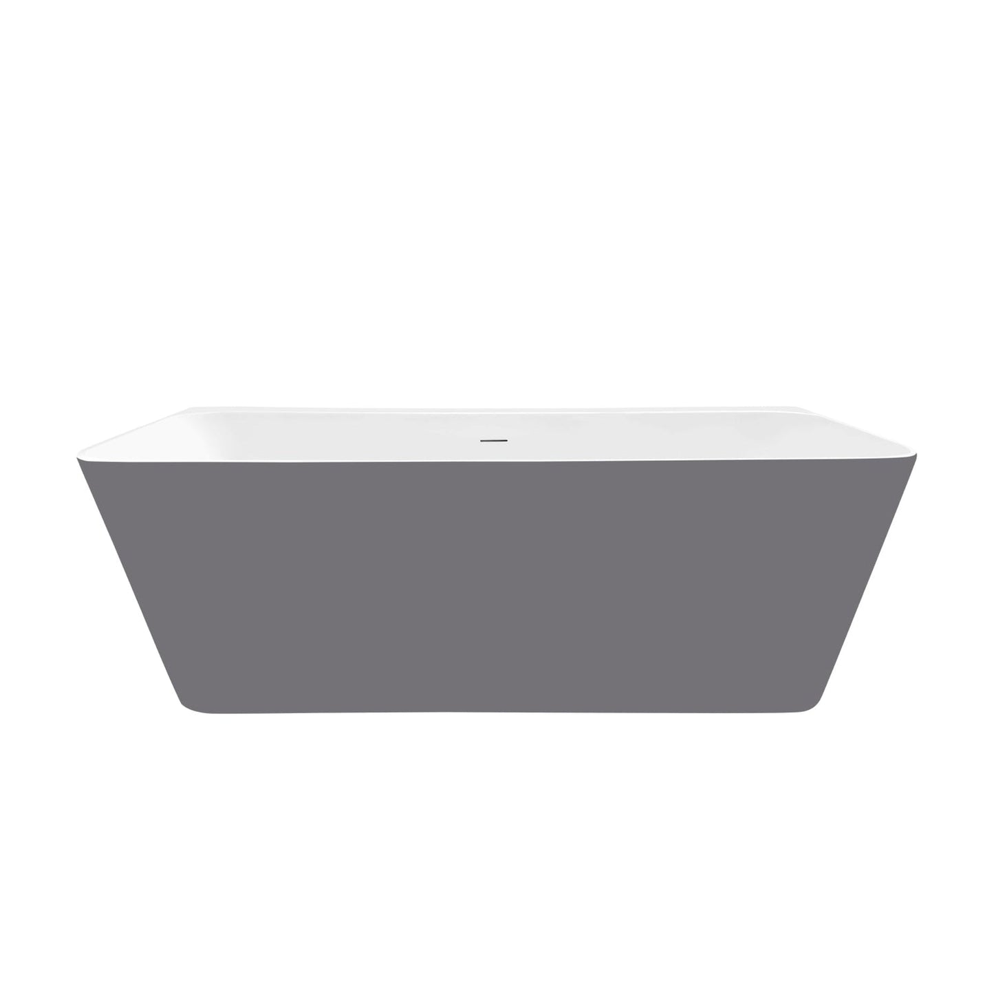 Vinnova Motril 67" x 29" Gray Rectangular Freestanding Soaking Acrylic Bathtub