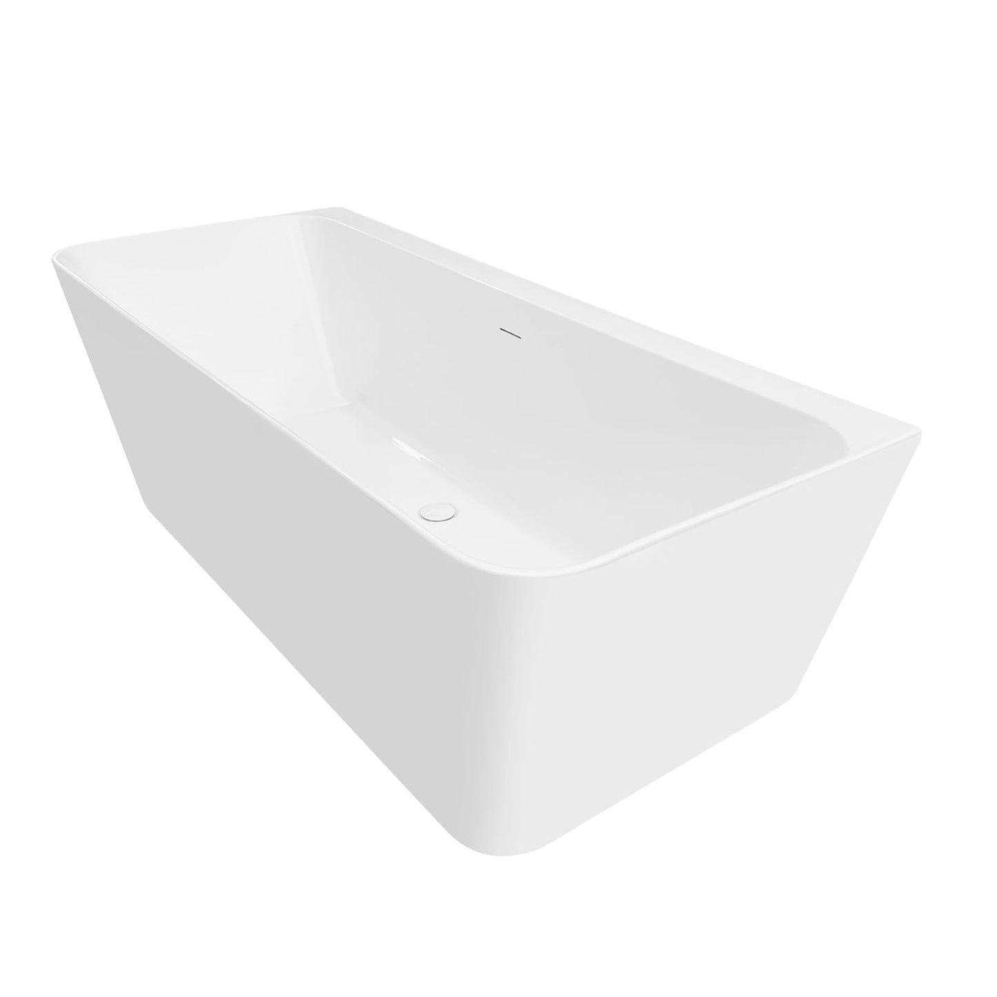 Vinnova Motril 67" x 29" White Rectangular Freestanding Soaking Acrylic Bathtub