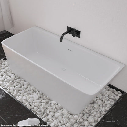Vinnova Motril 67" x 29" White Rectangular Freestanding Soaking Acrylic Bathtub