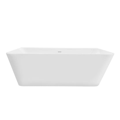 Vinnova Motril 67" x 29" White Rectangular Freestanding Soaking Acrylic Bathtub