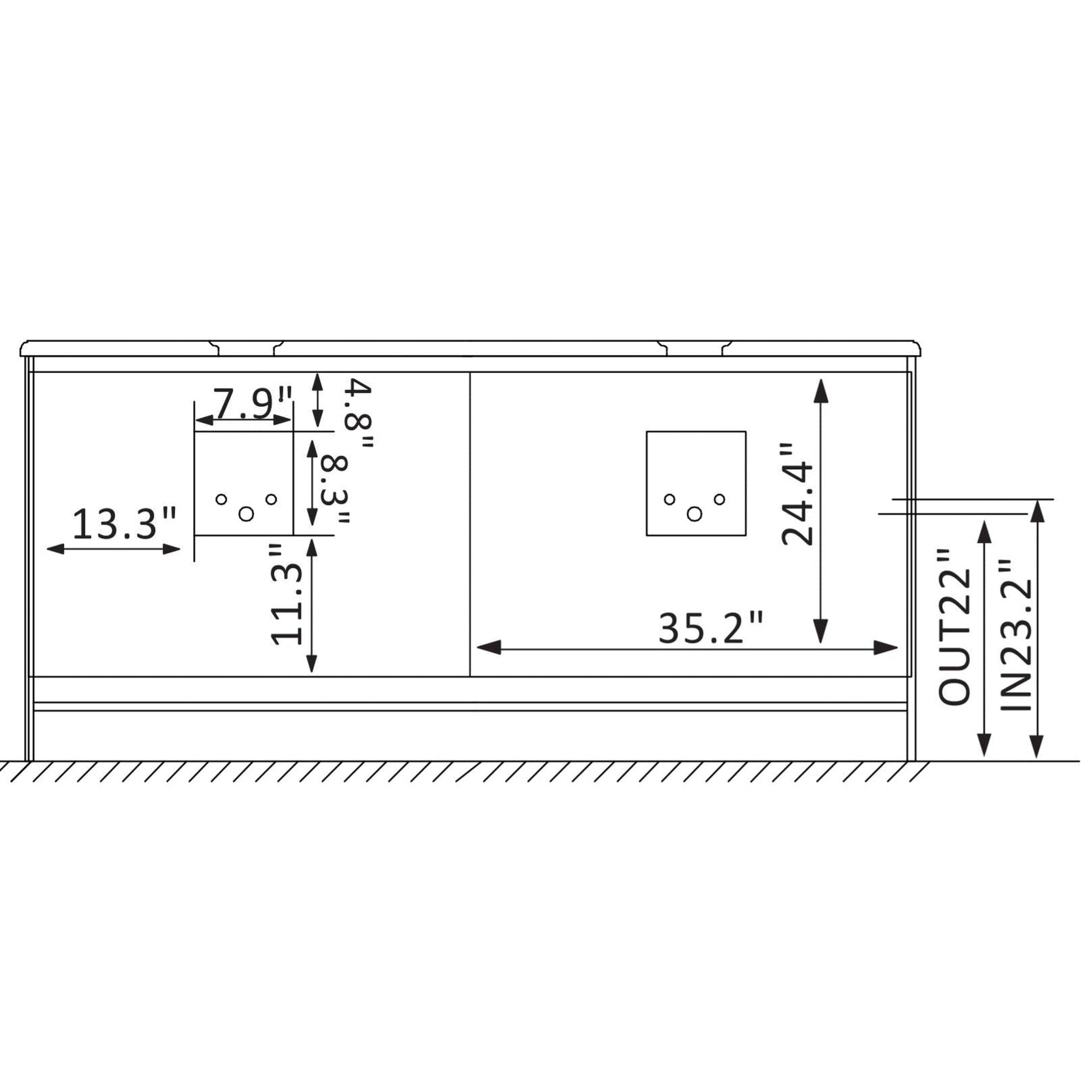 Vinnova Naples 72" White Freestanding Double Vanity Set In White Carrara Marble Top With Undermount Ceramic Sink