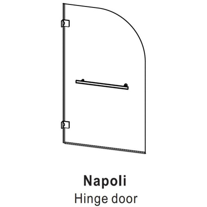 Vinnova Napoli 34" x 58" Matte Black Hinged Frameless Glass Tub Door