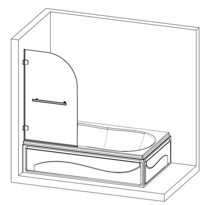 Vinnova Napoli 34" x 58" Matte Black Hinged Frameless Glass Tub Door