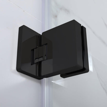 Vinnova Napoli 34" x 58" Matte Black Hinged Frameless Glass Tub Door
