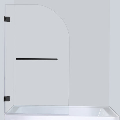 Vinnova Napoli 34" x 58" Matte Black Hinged Frameless Glass Tub Door