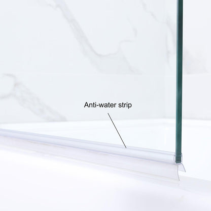 Vinnova Napoli 34" x 58" Polished Chrome Hinged Frameless Glass Tub Door