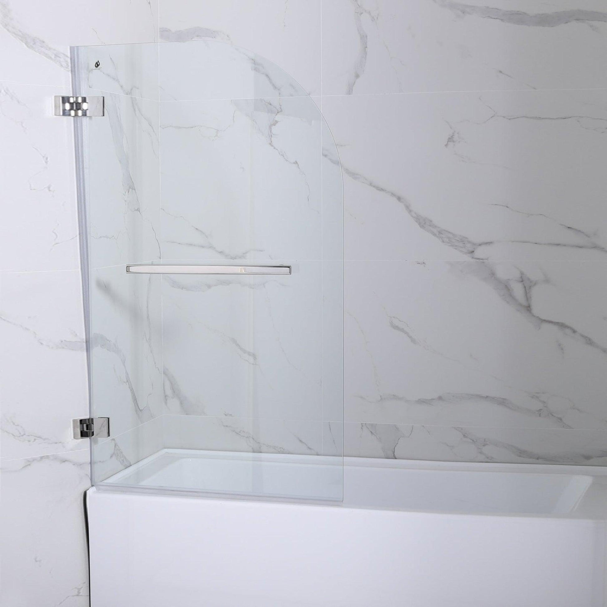 Vinnova Napoli 34" x 58" Polished Chrome Hinged Frameless Glass Tub Door