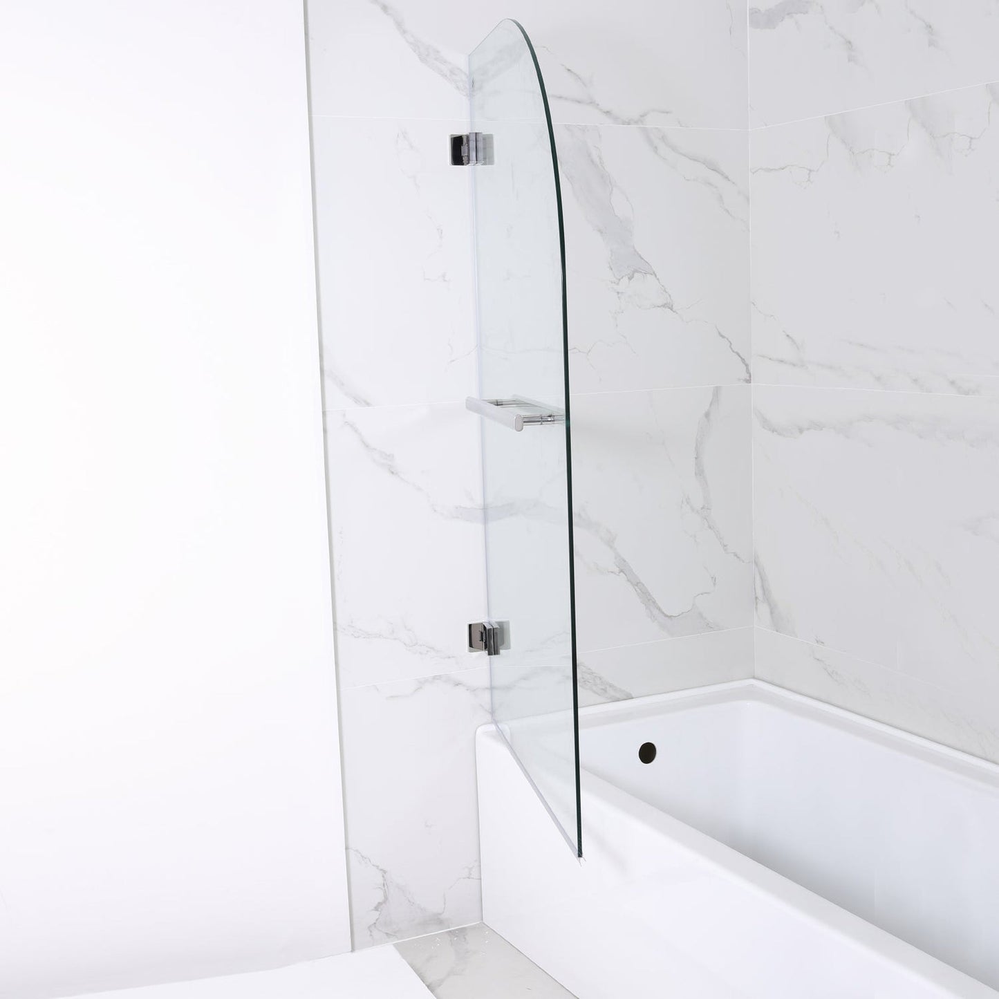 Vinnova Napoli 34" x 58" Polished Chrome Hinged Frameless Glass Tub Door