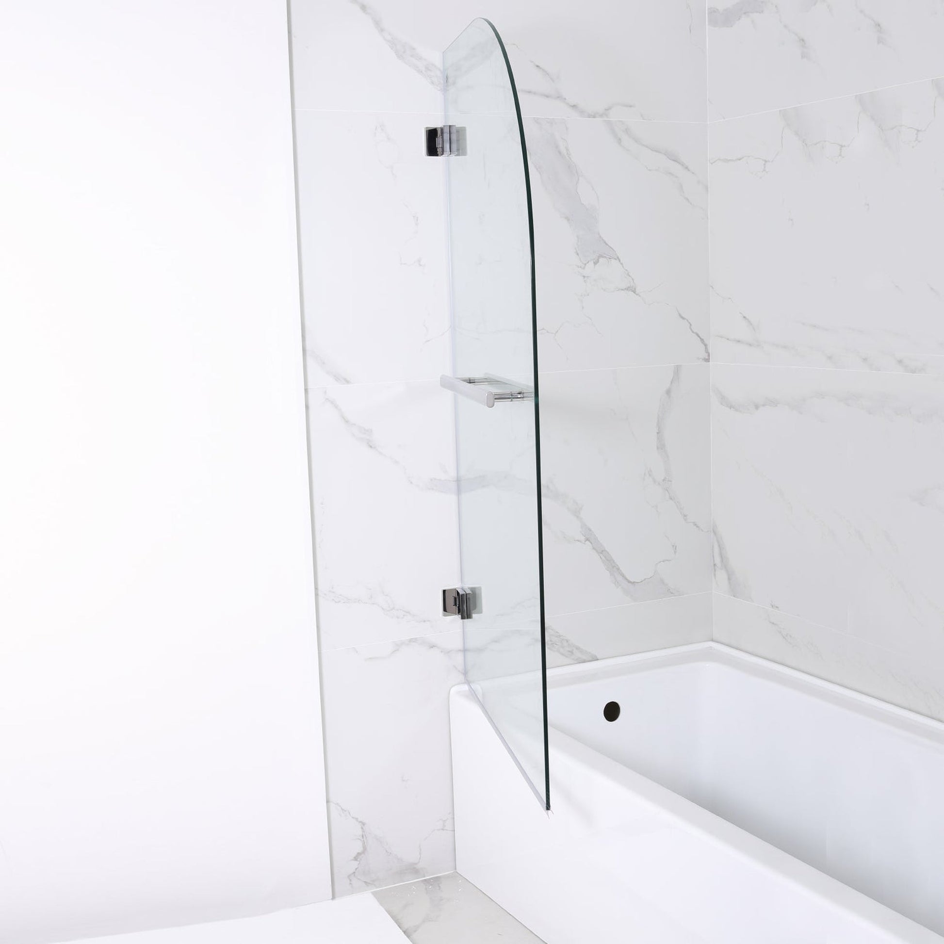 Vinnova Napoli 34" x 58" Polished Chrome Hinged Frameless Glass Tub Door