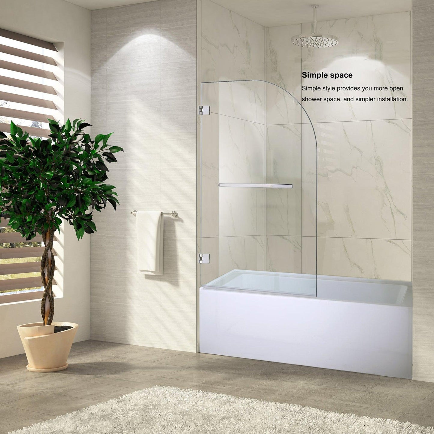 Vinnova Napoli 34" x 58" Polished Chrome Hinged Frameless Glass Tub Door