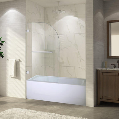 Vinnova Napoli 34" x 58" Polished Chrome Hinged Frameless Glass Tub Door