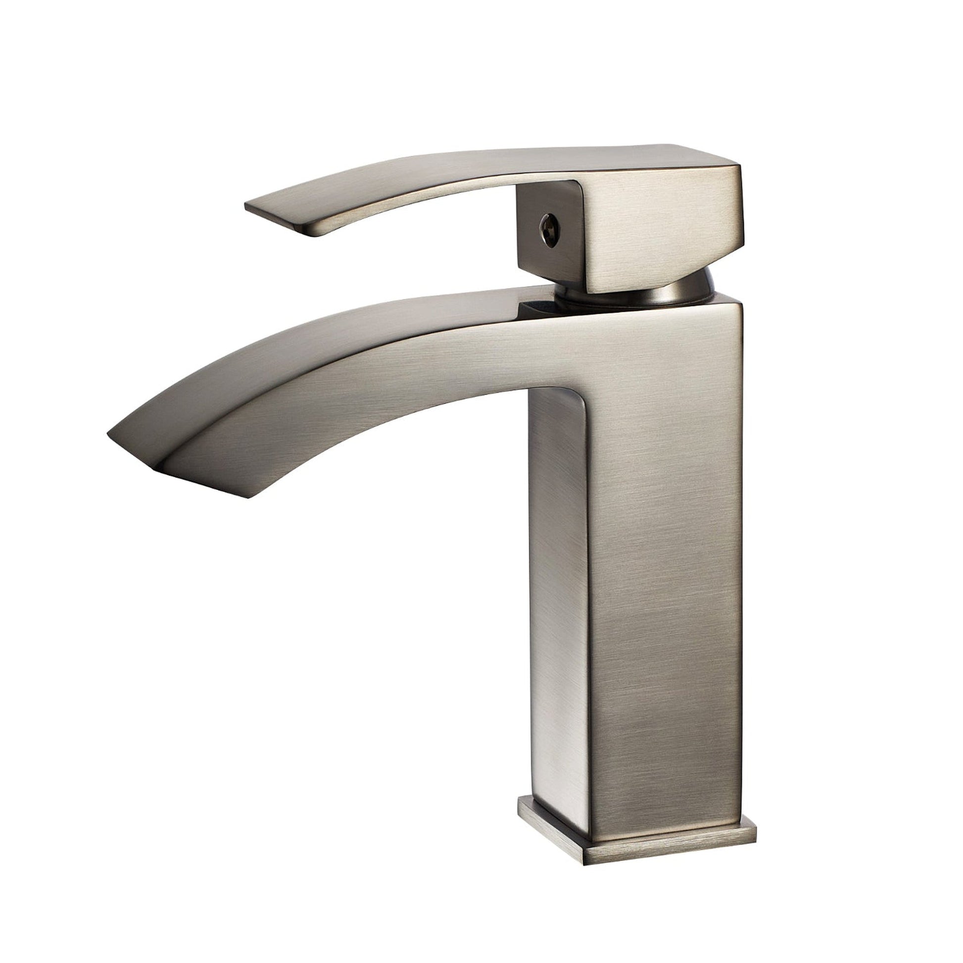 Vinnova Noya 7" Single Hole Satin Nickel Low Arc Vessel Bathroom Sink Faucet