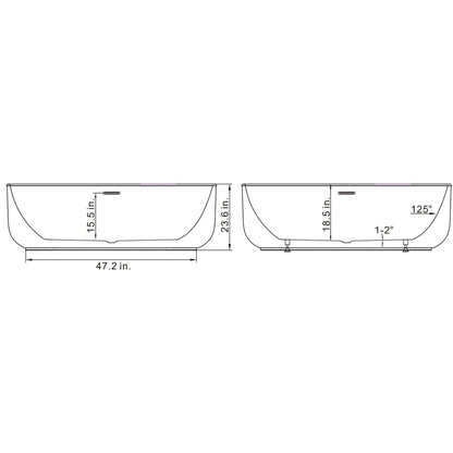 Vinnova Nuoro 59" x 32" White Oval Freestanding Soaking Acrylic Bathtub