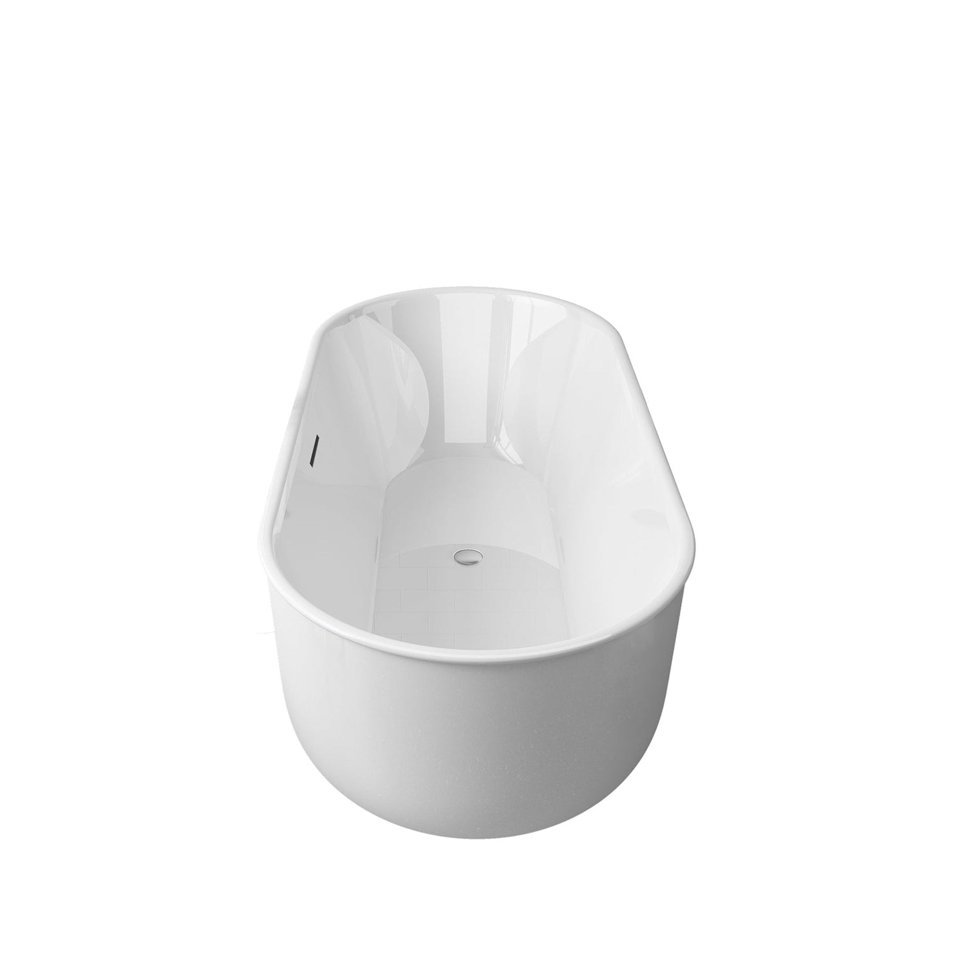 Vinnova Nuoro 59" x 32" White Oval Freestanding Soaking Acrylic Bathtub