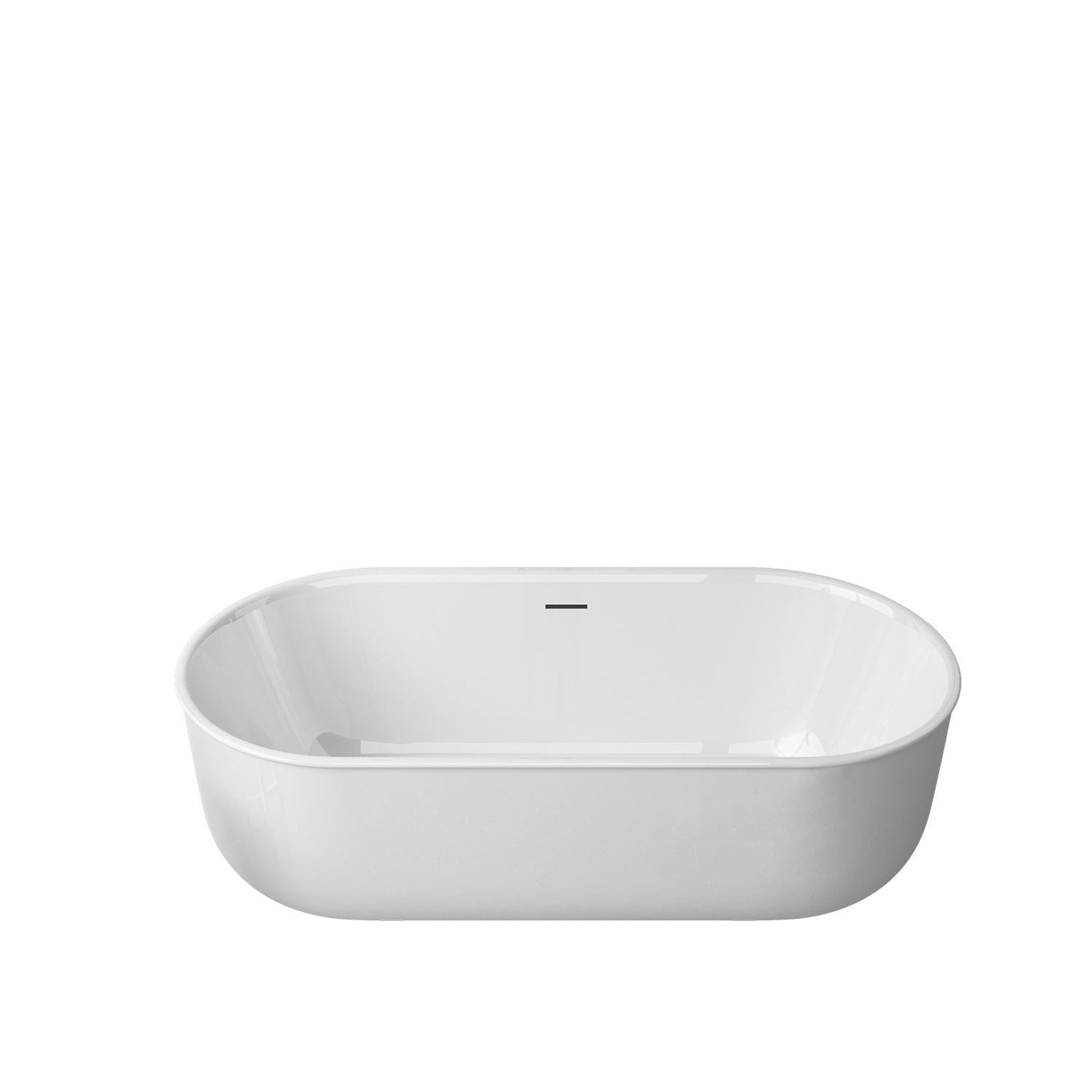 Vinnova Nuoro 59" x 32" White Oval Freestanding Soaking Acrylic Bathtub