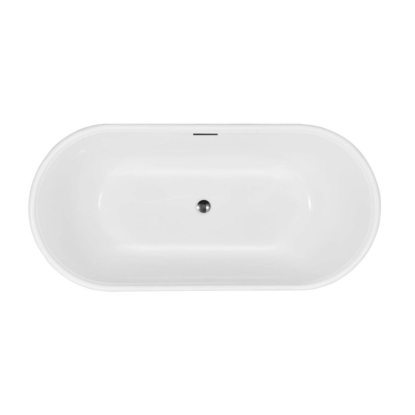 Vinnova Nuoro 59" x 32" White Oval Freestanding Soaking Acrylic Bathtub