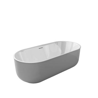 Vinnova Nuoro 67" x 32" White Oval Freestanding Soaking Acrylic Bathtub