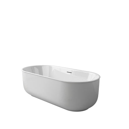 Vinnova Nuoro 67" x 32" White Oval Freestanding Soaking Acrylic Bathtub