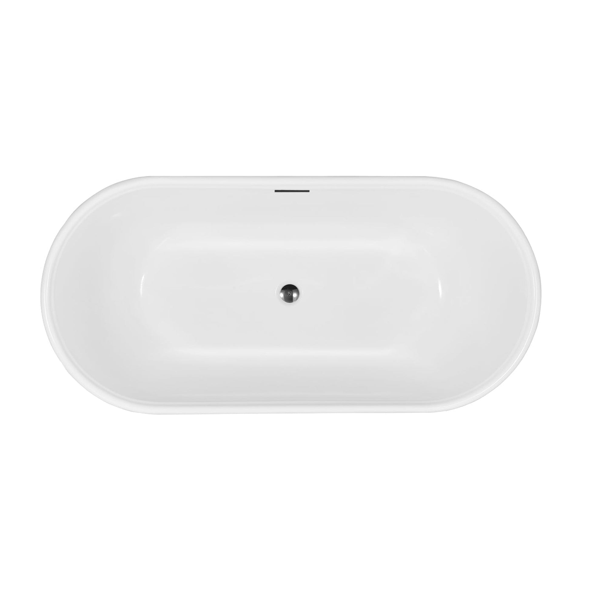 Vinnova Nuoro 67" x 32" White Oval Freestanding Soaking Acrylic Bathtub