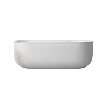 Vinnova Nuoro 67" x 32" White Oval Freestanding Soaking Acrylic Bathtub