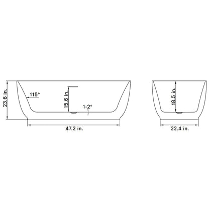 Vinnova Olite 59" x 32" Matte White Oval Freestanding Soaking Acrylic Bathtub