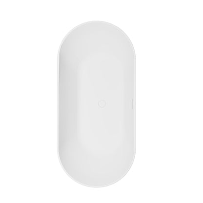 Vinnova Olite 59" x 32" Matte White Oval Freestanding Soaking Acrylic Bathtub