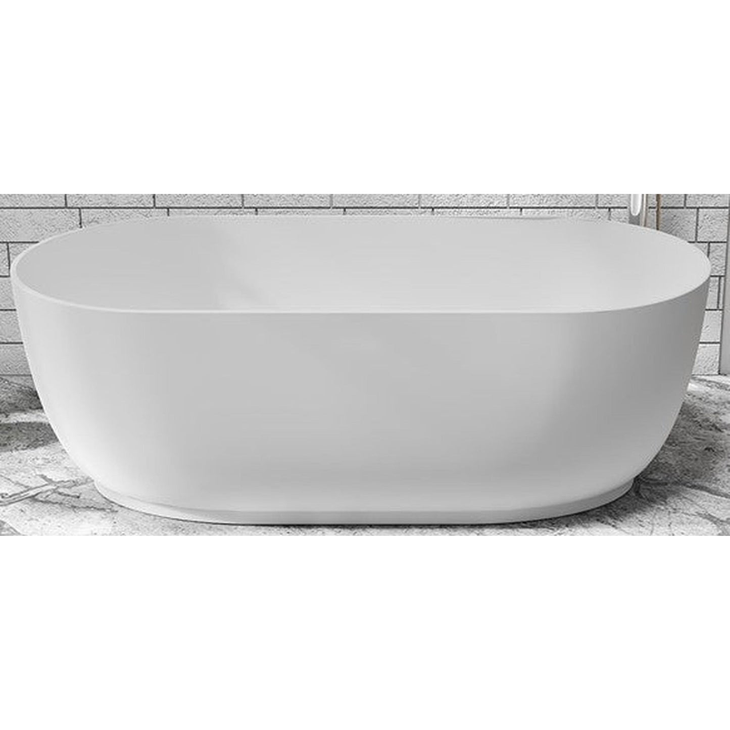 Vinnova Olite 59" x 32" Matte White Oval Freestanding Soaking Acrylic Bathtub