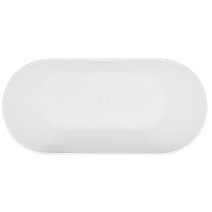 Vinnova Olite 59" x 32" Matte White Oval Freestanding Soaking Acrylic Bathtub