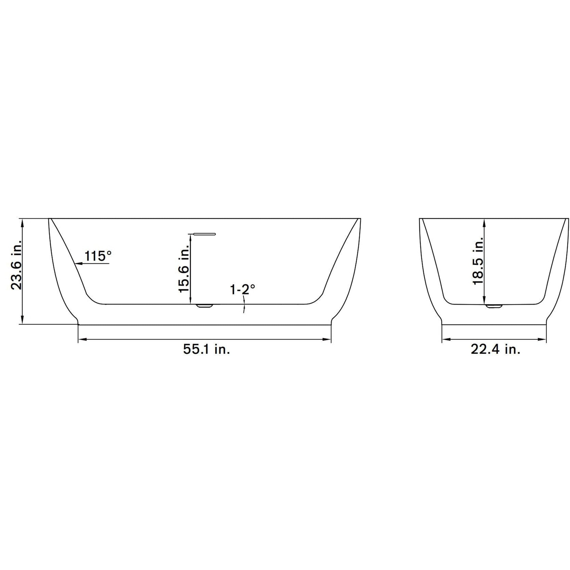 Vinnova Olite 67" x 32" Matte White Oval Freestanding Soaking Acrylic Bathtub