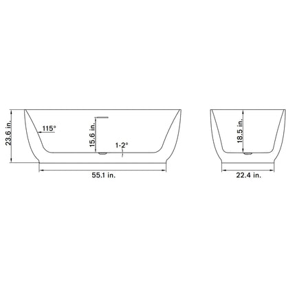 Vinnova Olite 67" x 32" Matte White Oval Freestanding Soaking Acrylic Bathtub