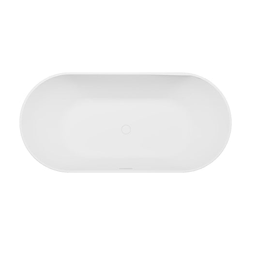 Vinnova Olite 67" x 32" Matte White Oval Freestanding Soaking Acrylic Bathtub