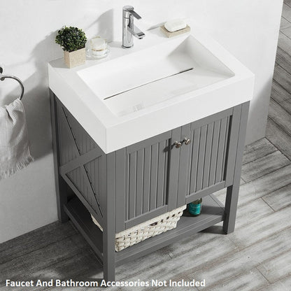 Vinnova Pavia 28" Gray Freestanding Single Vanity Set With Acrylic Undermount Sink
