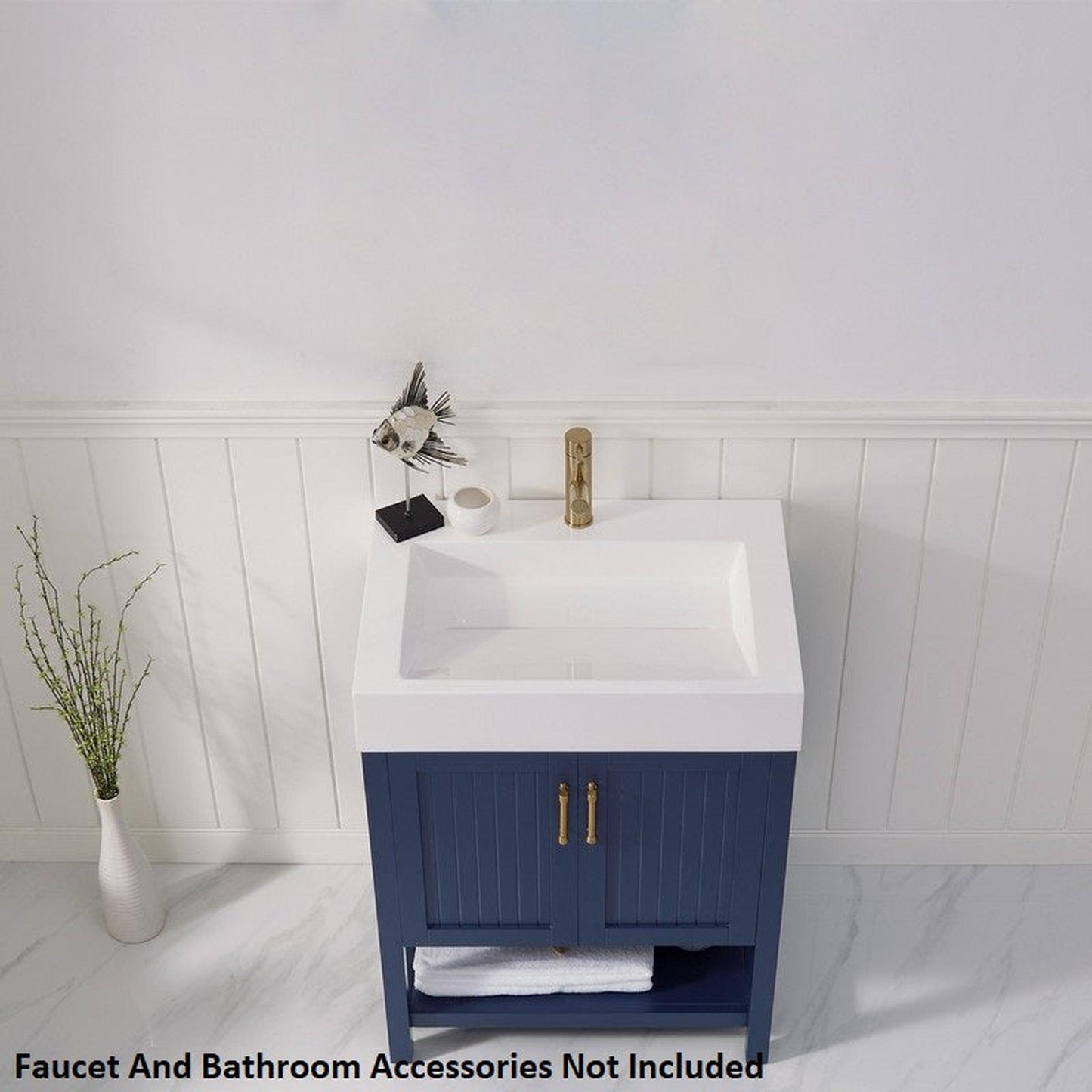 Vinnova Pavia 28" Royal Blue Freestanding Single Vanity Set With Acrylic Undermount Sink